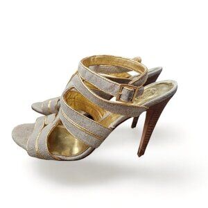 Tory Burch Gray and Gold Heels